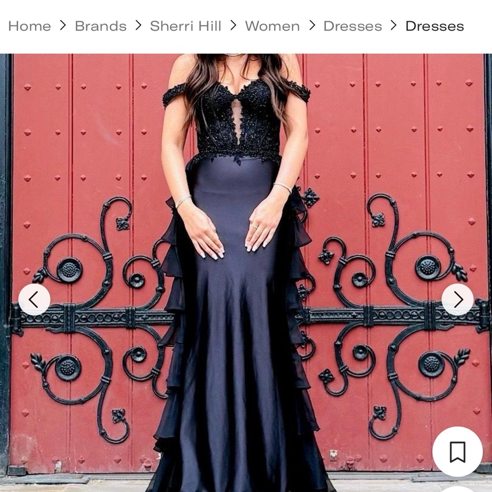 Sherri Hill Off-Shoulder Black Prom Dress